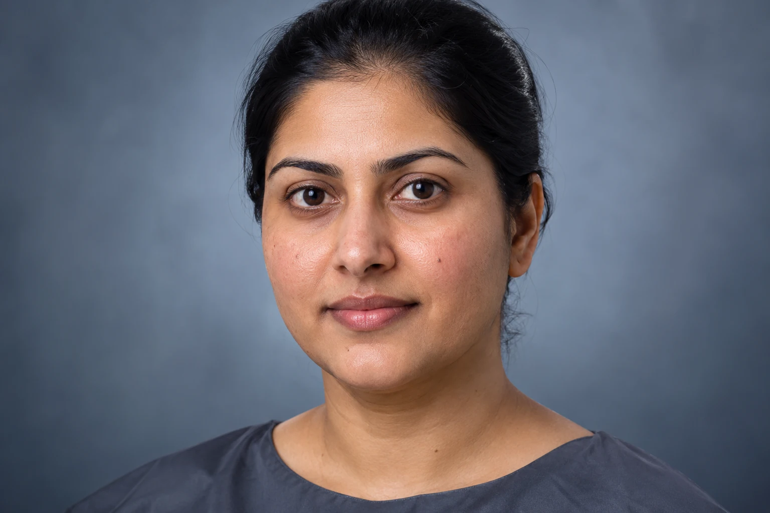 Synthetic adult portrait with natural skin texture used as the consistent fictional Zyvreno demo patient.